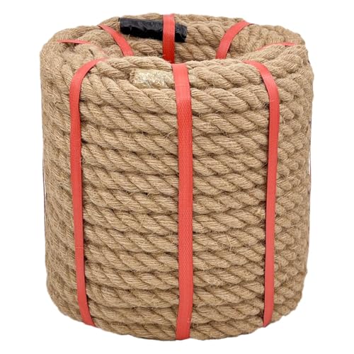 Natural Hemp Rope 3/4 in X 100 Ft Twisted Manila Rope 3/4 inch Thick Jute Rope for Crafts, Porch Swing Rope, Hemp Rope for Decor, Railing, Docks, Landscaping