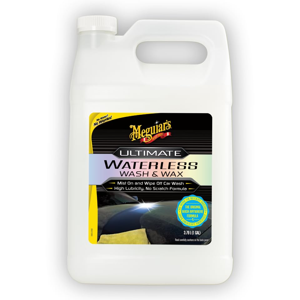 Meguiar's Ultimate Waterless Wash & Wax, Scratch-Free Waterless Car Cleaning Spray That Makes Detailing Quick and Easy, 2-in-1 Cleaner and Protection to Help Your Ride Shine, 1 Gallon (128 Oz)