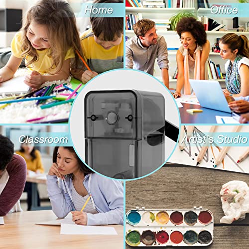 Sonuimy Manual Pencil Sharpeners For Colored Pencils, Auto-Stop Sharpener With Heavy Duty Blade,Hand Held Fast Sharpener For #2,Hb,Colored Pencils School Classroom Home Office Artist Student-Black #TOP5