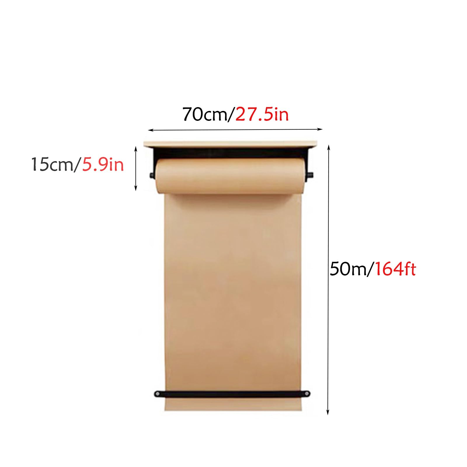 Dozownik rolek papieru kraftowego o szerokości 71 cm / 99 cm – zawiera 50 m rolki papieru do list rzeczy do zrobienia, wystrój domu wiejskiego i tablice ogłoszeń, wszechstronna dekoracja ścienna i