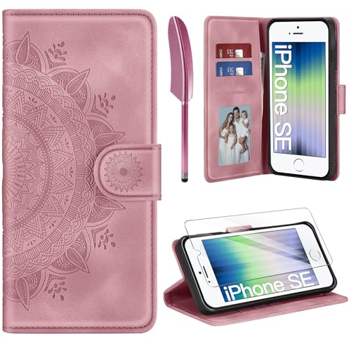 ivencase iPhone 7/8/SE Rosa Leder Klapphülle