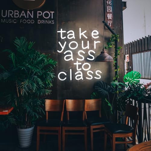 Image of inchTake Your To Class inch Motivational School Neon Light - Bold & Focused LED Wall Art for Study Room, Dorm, Home Office or Student Decor, Dimmable USB, Direct Gift for Students, Scholars & the Determined