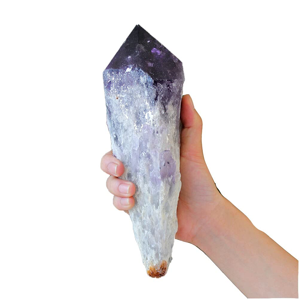 Hxscoo Onecolor Super Size Natural Amethyst Quartz Cluster Crystal Rod Point Specimen Scepter Super Power Spirit Healing Gemstone Energy (Size : 1000-1200G)