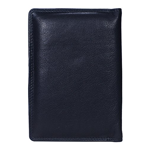 Image of HIDE & SLEEK RFID Protected Genuine Leather Unisex Travel Wallet Passport Document Holder (Black)
