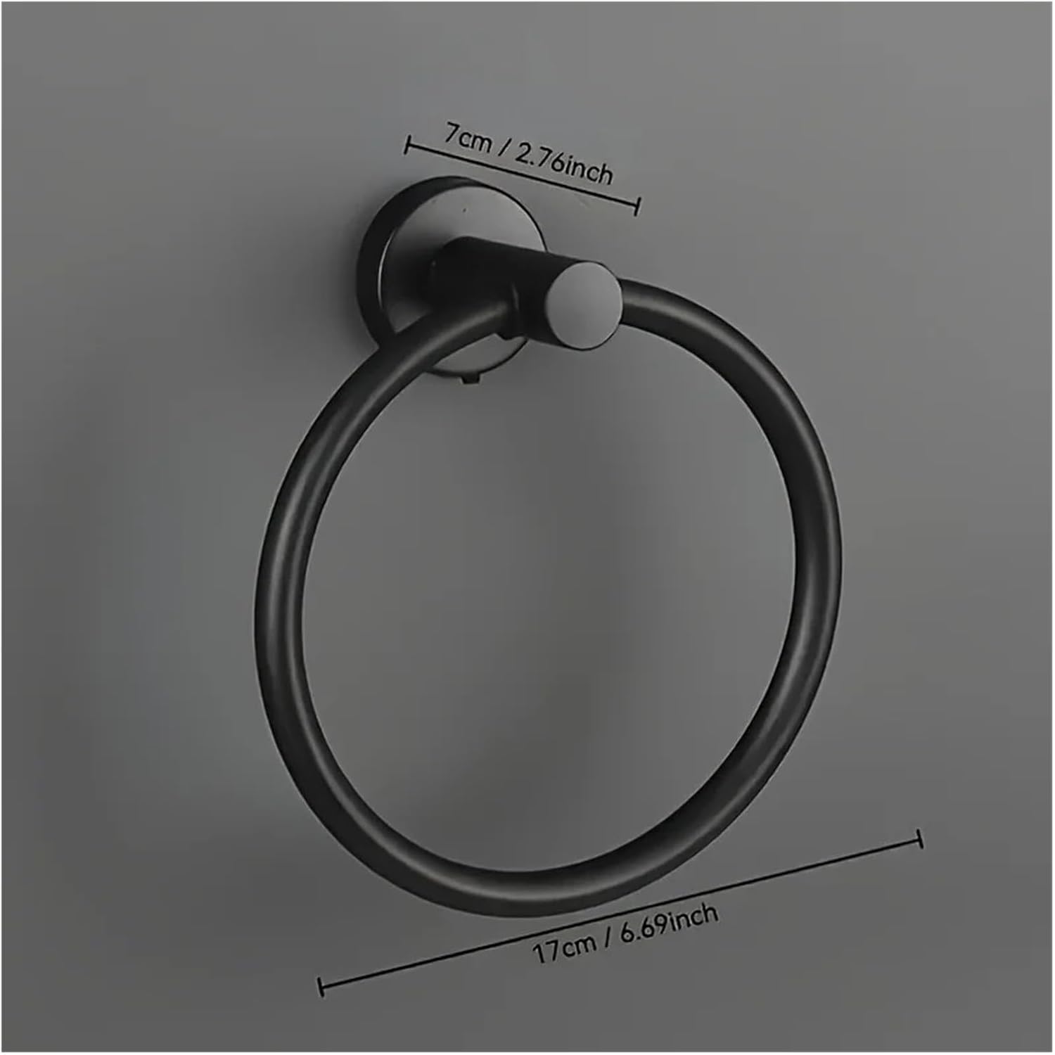 Anilla para Toallas, Toallero de Pared for baño, Acero Inoxidable, Redondo, 16,3 x 7 cm, Multicolor(Black)