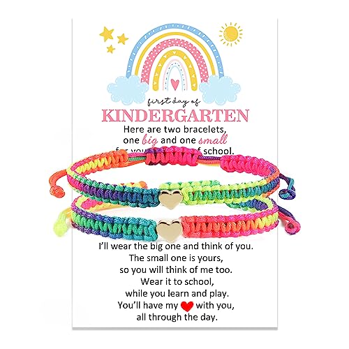 First Day of Kindergarten/School Bracelet Gift, Multicolor Back to School Bracelet Mommy and Me