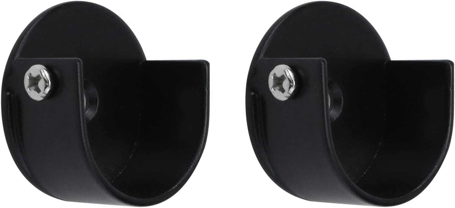 T Tulead Iron Closet Rod Flange Holder Black 1.1-Inch,Pack of 4