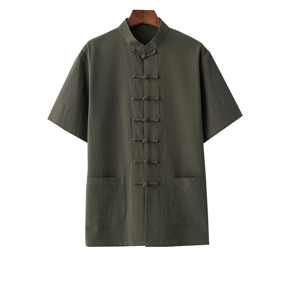 maglietta tradizionale cinese Dragon Kung Fu Tai Chi a maniche corte unisex, verde, XXXXL