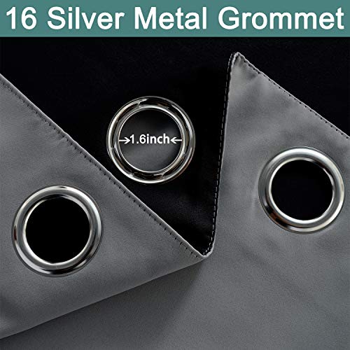 Yakamok 100% Blackout Thermal Insulated Grommet Curtains, Noise Reducing Barrier Panel For Sliding Glass Door, 2 Thick Layers Heat Full Light Blocking Patio Door Drapery, Grey, W100 X L84, 1 Panel #TOP5