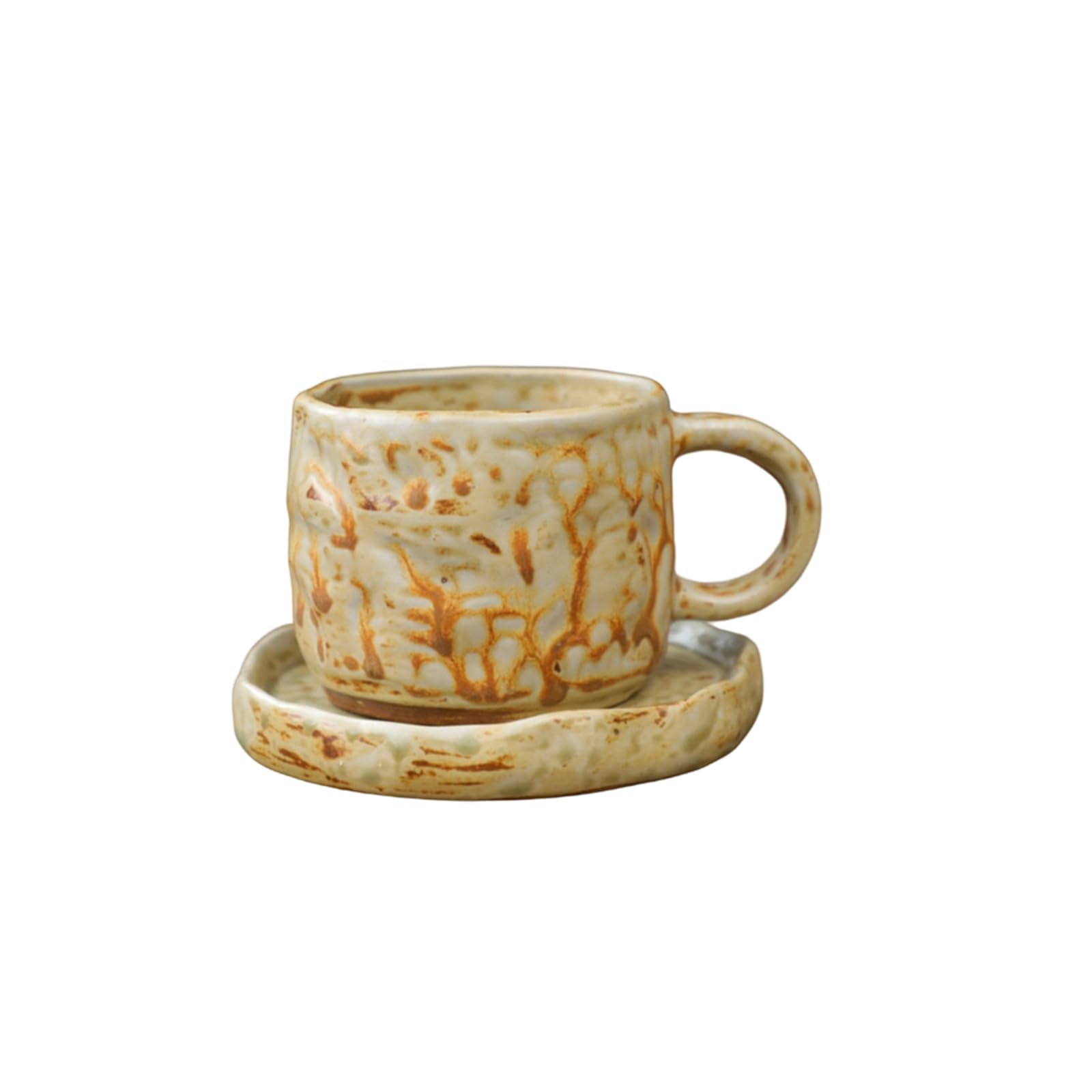 Maxtonser Heat Preserving Ceramic Mug Japanese Aesthetic Comfortable Grip Drinking Cup and Saucer Set For Hot Beverages