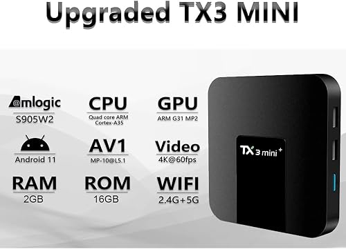 Miniatura 3 de TX3 Mini+ Smart Android TV Box - Android 11, 2GB RAM/16GB ROM, Amlogic S905W2 Quad Core 64 Bits, 2.4G/5G WiFi, 4K TV Box - Modelo: TX3mini+ 2GB 16GB