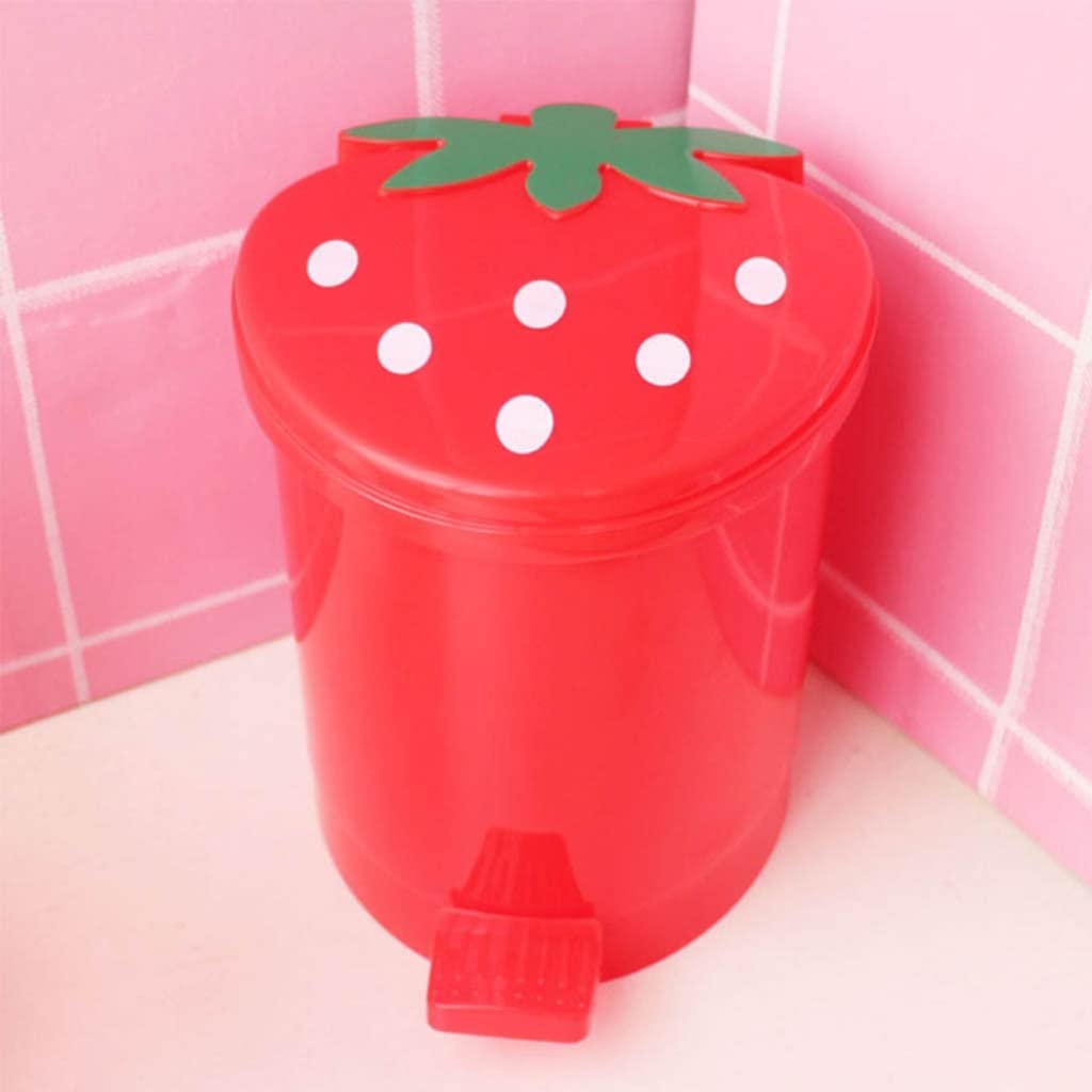 Mini Trash Can with Lid Plastic Trash Basket for Home Bedroom Office Desktop Garbage Storage Box(E,10x10.5x9cm)
