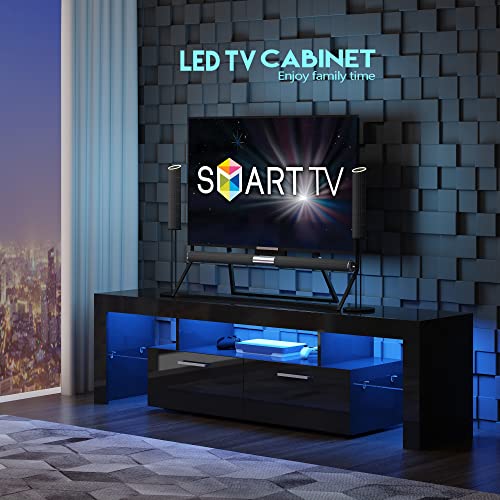 Aline Tv Stands For 65/70/75 Inch Tv, Black Tv Stands For Living Room, Led Tv Stands With Storage, Black Entertainment Center For 65/70/75 Inch Tv, Black Tv Console Table For Living Room, Bedroom #TOP6