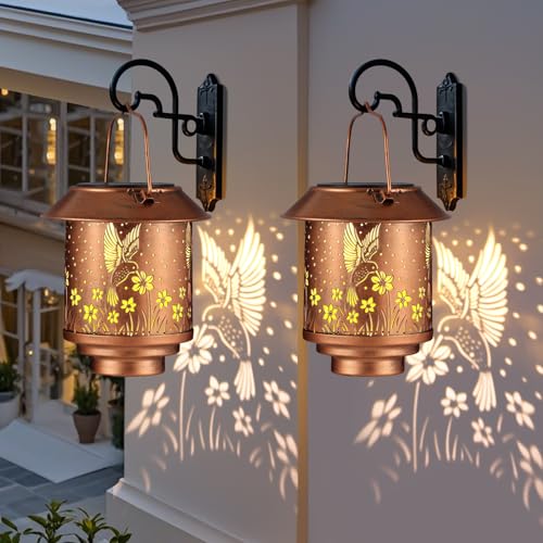 Lanterne solaire colibri étanche métal luminaire extérieur suspendre pour terrasse