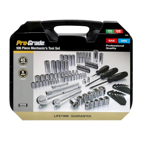 Image of Pro-Grade 106-Piece 1 /4 & 3 /8-Inch Drive Mechanics Tool Set, 19039