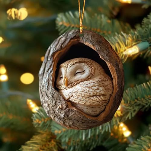 Weihnachten Acryl Tier Dekor blitzangebote Eule Weihnachtsbaum anhänger 2D-Acryl Eule deko Weihnachten Christmas Ornaments Weihnachtsdeko Saisonale Dekoration Christmas Tree Decoration (A17)