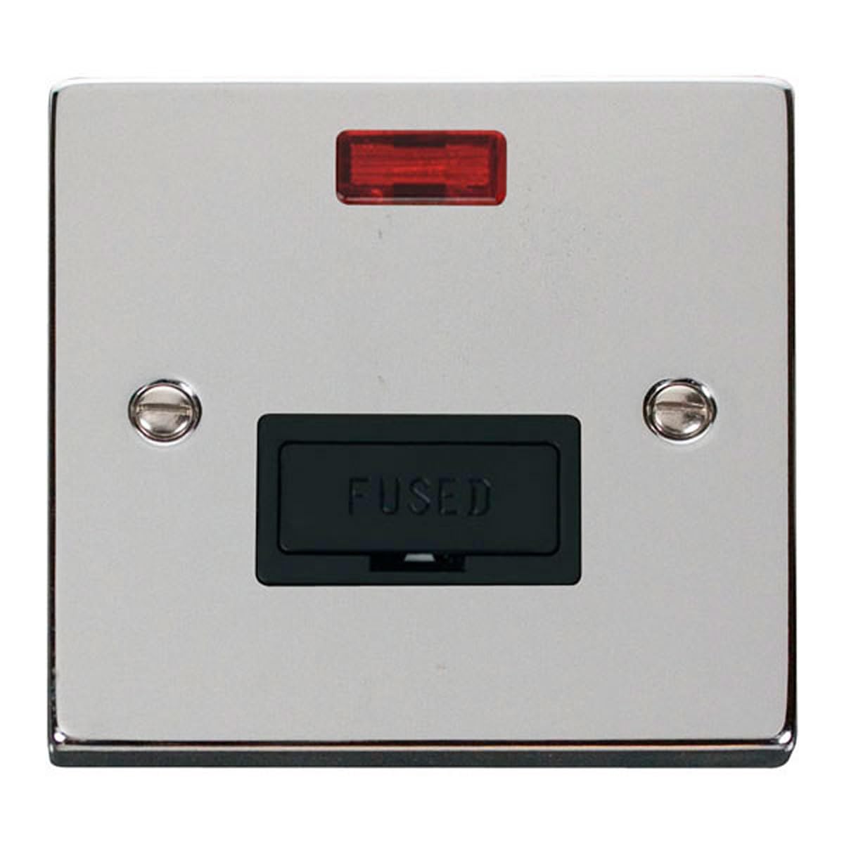 Click Polished Chrome 13A Fused Connection Unit With Neon - Black Insert