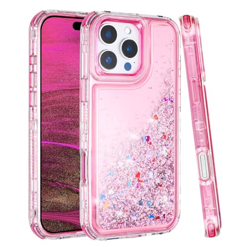 TikoVast Designed for Glitter iPhone 16 Pro Max Case, Clear Sparkle Liquid Case with Luxury Bling Design [3-in-1 Protection] Military-Grade Anti-Yellowing Cover for Women - image 1