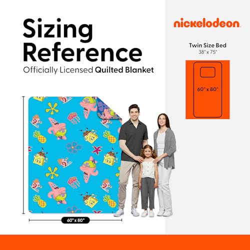 Image of Northwest Nickelodeon Spongebob Tropical Waltz Quilted Throw Blanket, Beach-Themed Bikini Bottom Print, for Adults Boys Girls Bed, Couch, 60 x 80 Inches