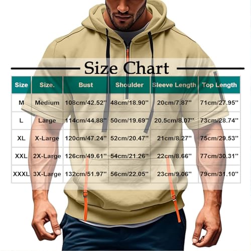 Short Sleeve Hoodies for Men Tactical Quarter Zip Hoodie Muscle Fit Lightweight Oversized Hooded Tshirts with Pocket3