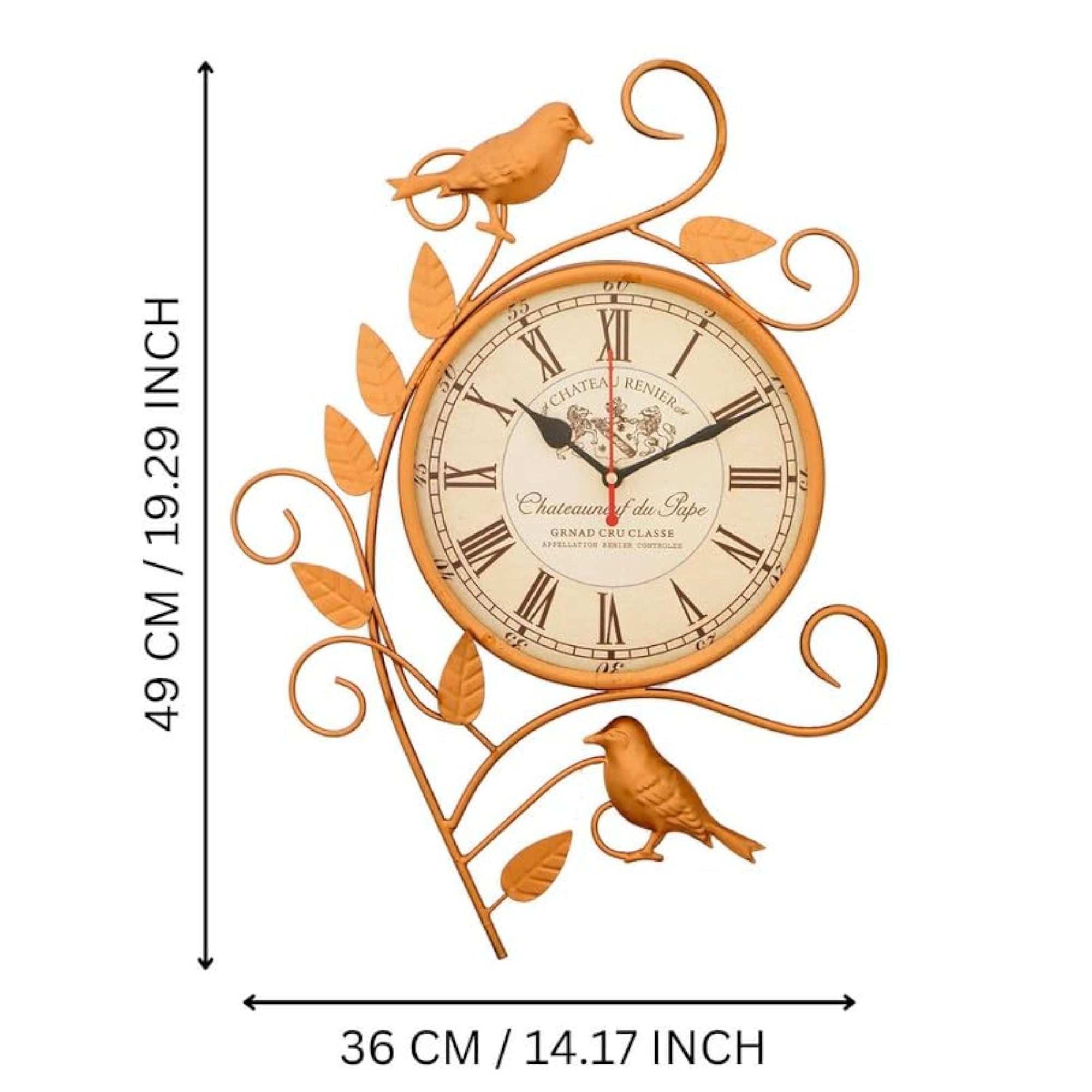 Designer Metal Case Antique Small Birds Wall Clock