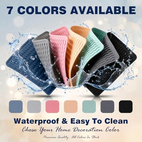 Image of 2 Pack Caketime Silicone Dish Drying Mat for Kitchen Counter Multiple Usage for Baking Cooking Grilling Under Sink Office Coffee Accessories Apartment Appliances Pioneer Woman Stuff 12 inchx12 inch Blue