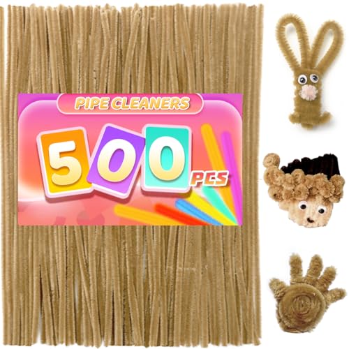 Image of Praisebank Light Brown Pipe Cleaners for Crafts, 500pcs, Chenille Stems for DIY Projecets, Arts & Crafts Supplies for Festival Party Decorations