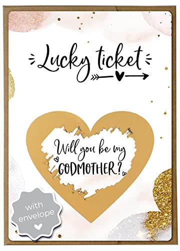 Image of Joli Coon Will You Be My Godmother Scratch Off Card with Envelope - Godmother Proposal Card - Godmother Gift Idea