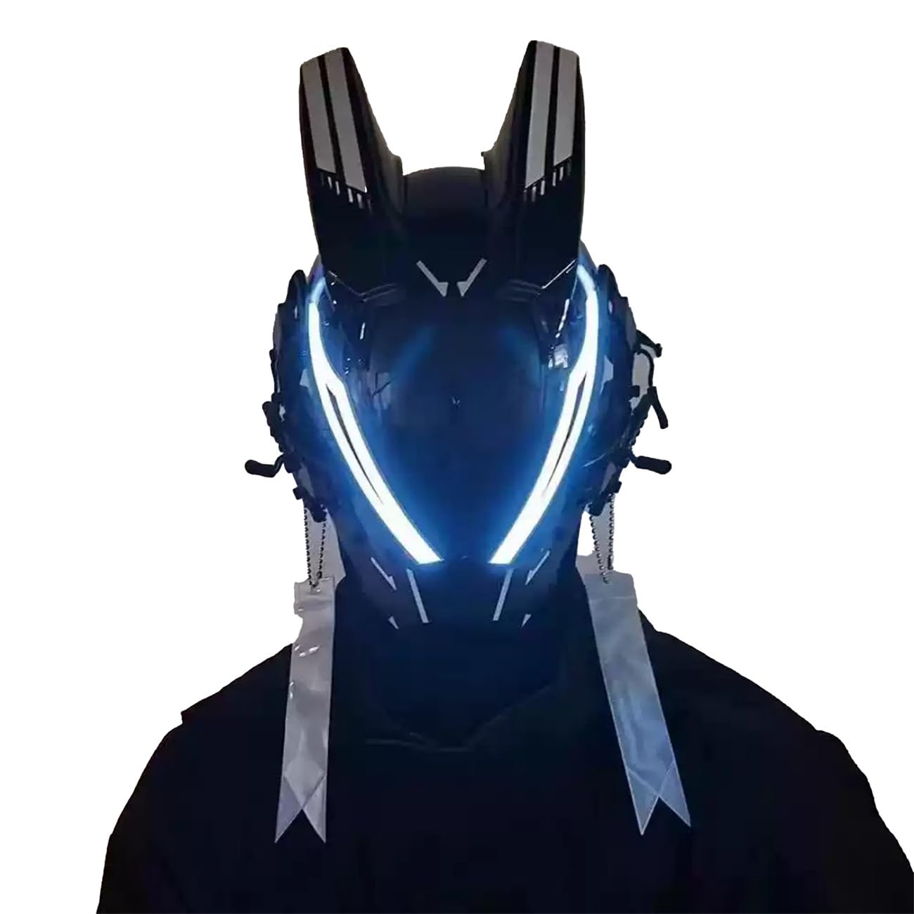 NULA Masque complet LED de cosplay pour homme, casque cyberpunk, techwear futuriste, masque cool pour Halloween, fêtes DJ et festivals de musique, rouge