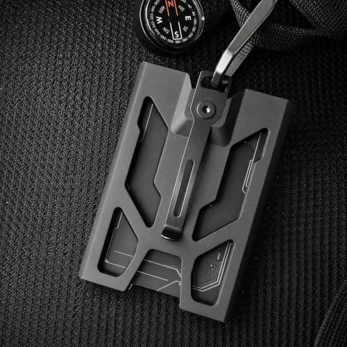WSJSKMWQ Aluminum ID Badge Holder, Heavy Duty ID Card Holder/Wallet with Lanyard and Metal Clip, Holds 1 to 4 Cards for Office Outdoor Police Worker — view 6