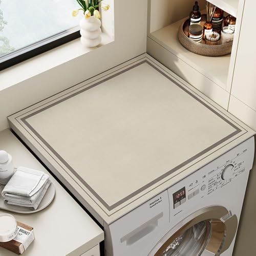 Hearda Tapis de Dessus de Machine à Laver, Tapis de Dessus de Machine Laver Antidérapant Simple et Moderne, Housse de Protection Machine à Laver 60x60cm...