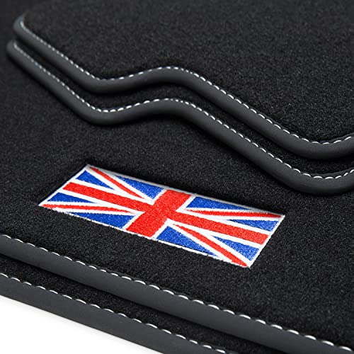 teileplus24 501 Tapis de Sol Exclusif avec Logo Union Jack pour Mini II 2 R56 2006-2014 Coutures décoratives