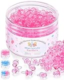 200 Pcs Mini Pacifiers Baby Shower Games, 0.86'' Acrylic Pacifiers in Clear Jar, Chupones para Baby Shower Pacifier for Party Favors, Table Scatter, Gender Reveal Decoration DIY Craft(Pink)