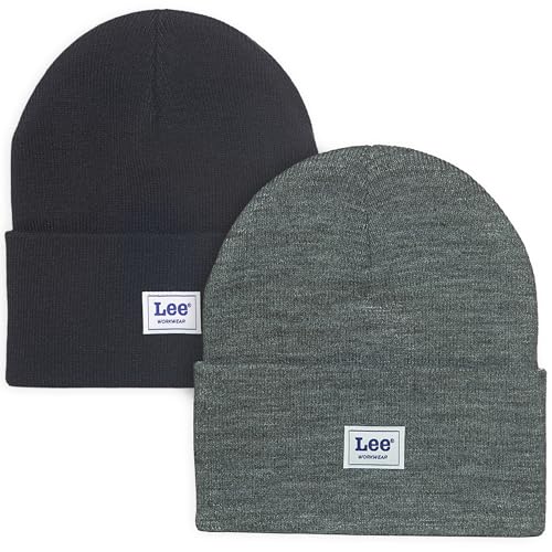 Lee Workwear lot de 2 bonnets tricot homme style bonnet court hiver chaud