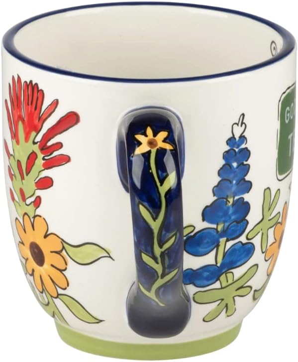 Glory Haus Everyday Home Sweet Home State Jumbo Coffee or Soup Mugs, Hand Painted 16oz Ceramic (God Bless Texas Wildflower) - Image 2