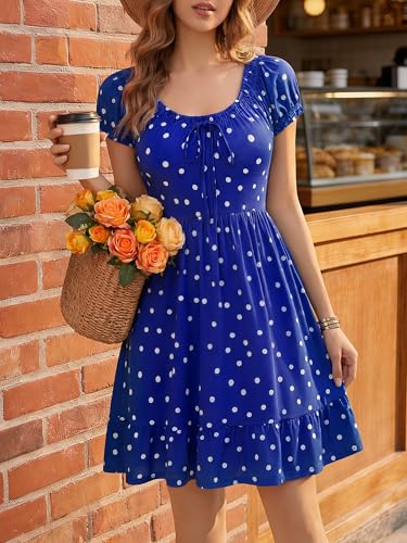 Image of HUHOT Teen Petite Women Floral Short Summer Mini Dresses with Pockets Cute Milkmaid Sundress 2026