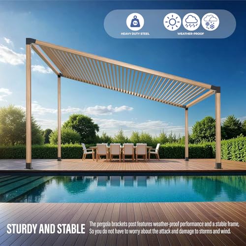 TPHUC 8-Pack 4x4 15° Slanted 75° Corner 3-Way Pergola Bracket Post Base by TPHUC - Used condition - Image 7