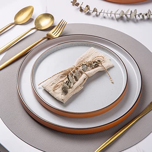 Amorarc Dinnerware Sets Of 4,Modern Stoneware Plates And Bowls Sets,Chip And Crack Resistant | Dishwasher & Microwave Safe Ceramic Dishes Set,Service For 4 (12Pc)-Speckled & Matte Orange #TOP4