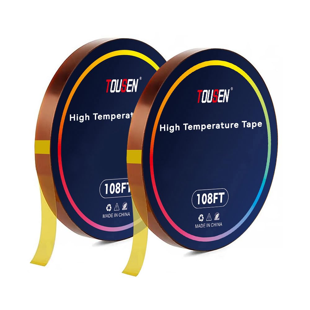 TOUSEN High Temperature Tape Polyimide Tape Heat Resistant Tape Heat Transfer Tape for Masking,3D Printing,Electric Task,Soldering & Insulation 12mm ×