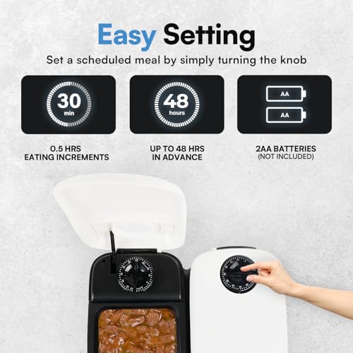 PAWISE Automatic Pet Feeder 300 ml Automatischer Futterspender für 48-Stunden-Planung für 2 Mahlzeiten Zeitgesteuerter Futternapf für Hunde und Katzen