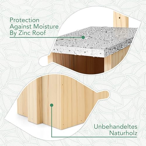 WILDLIFE FRIEND I Solid Wood Birdhouse for Robins & Co with Metal Roof - 100% Weatherproof - Nesting & Breeding Box for Garden Redstart, Niche Breeding Birds, Robin Nesting Box - Thumbnail 2