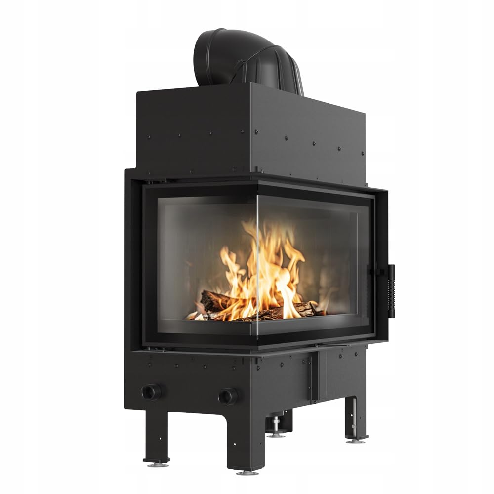 KRATKI Inserto per camino in acciaio a legna FLOKI 10 kW Ø200 sinistro A+ | Acciaio nero, efficienza 83,6%, classe A+. Ecodesign, BImSchV 2; per recupero calore.; combustione efficiente; Livello 2