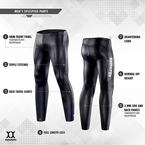 Synergy Men\'s Triathlon Wetsuit EpicSpeed Neoprene Buoyancy Pants for Open Water Swimming (Full Length, Large)