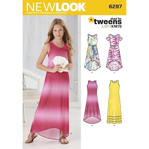 New Look Girls Easy Sewing Pattern 6297 Stretch Knit Summer Dresses #TOP11