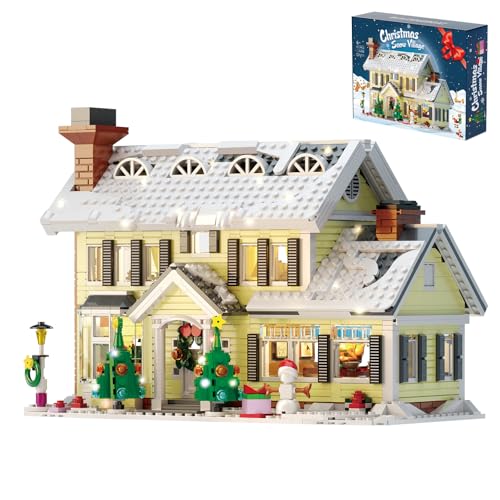Christmas Holiday House Building Set, LED DIY Christmas Holiday Snow Village, Christmas House...