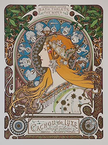 Póster de lienzo de Alphonse Mucha de 58x90 cm sin marco para decorar salón