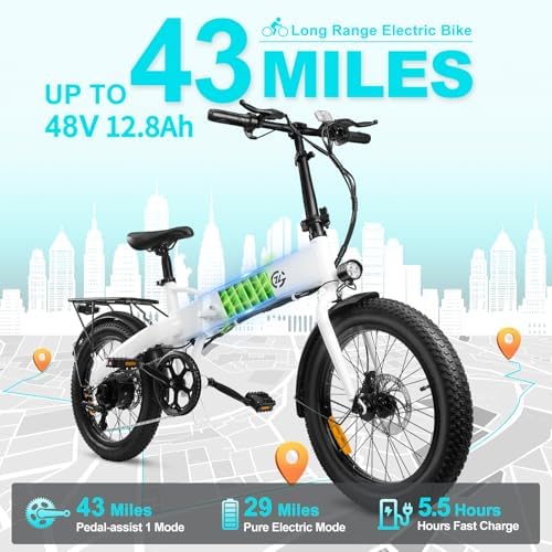Foldable Electric Bike for Adults, Long Range Removable Commuter E-bike image 4