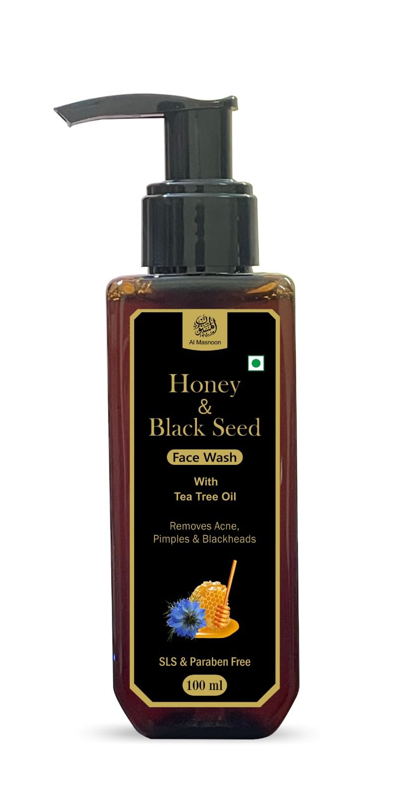 AL MASNOON Rejuvenating Cleanse: Al Masnoon Honey Blackseed Face Wash with Tea Tree Oil, 100ml (Pack of 1), SLS & Paraben Free - Gentle Yet Effective Skincare for Radiant, Nourished Skin