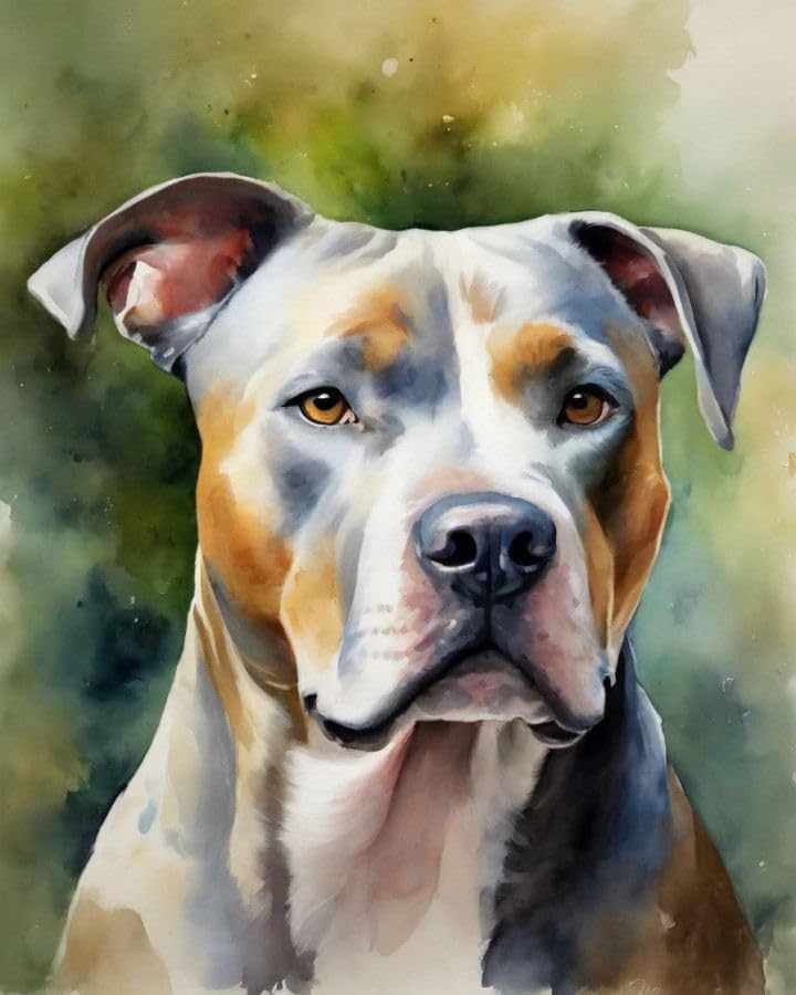 ZMHZMY DIY Oil Painting Paint by Number kit for Adults Students Beginner Watercolor Pitbull DIY Canvas Painting by Numbers Arts Craft for Home Wall Decoration,40x50cm No Frame