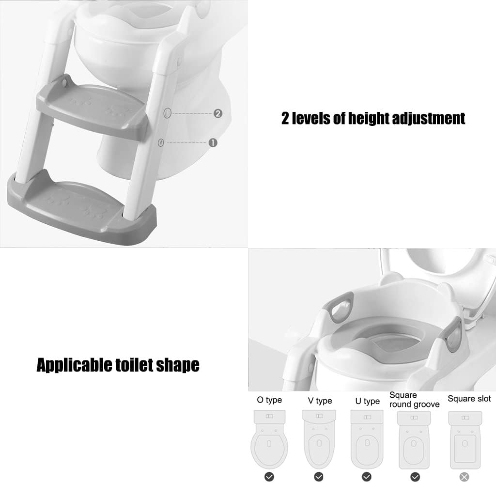 Potty Training Seat with Ladder Adjustable Height Toilet Training Seat, Lightweight and Foldable Potty Chair ​for Boys and Girls, Load-Bearing 50kg (Color : Blue, Size : 42 * 39.6 * 29.9cm)